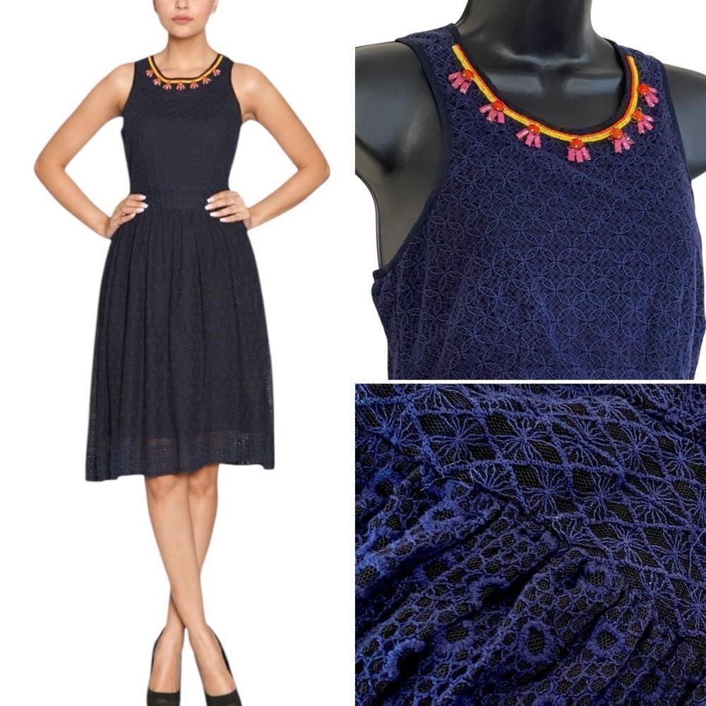 Label by Ritu Kumar Beaded Embroidered Sleeveless Fit Flare Dress Sz XS